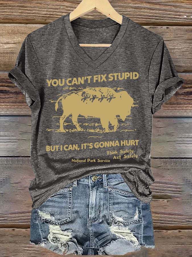 Women's You Can't Fix Stupid But I Can It's Gonna Hurt Printed T-shirt
