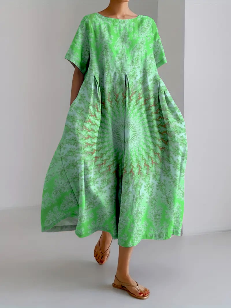 Women's Casual Retro Lotus Art Dress