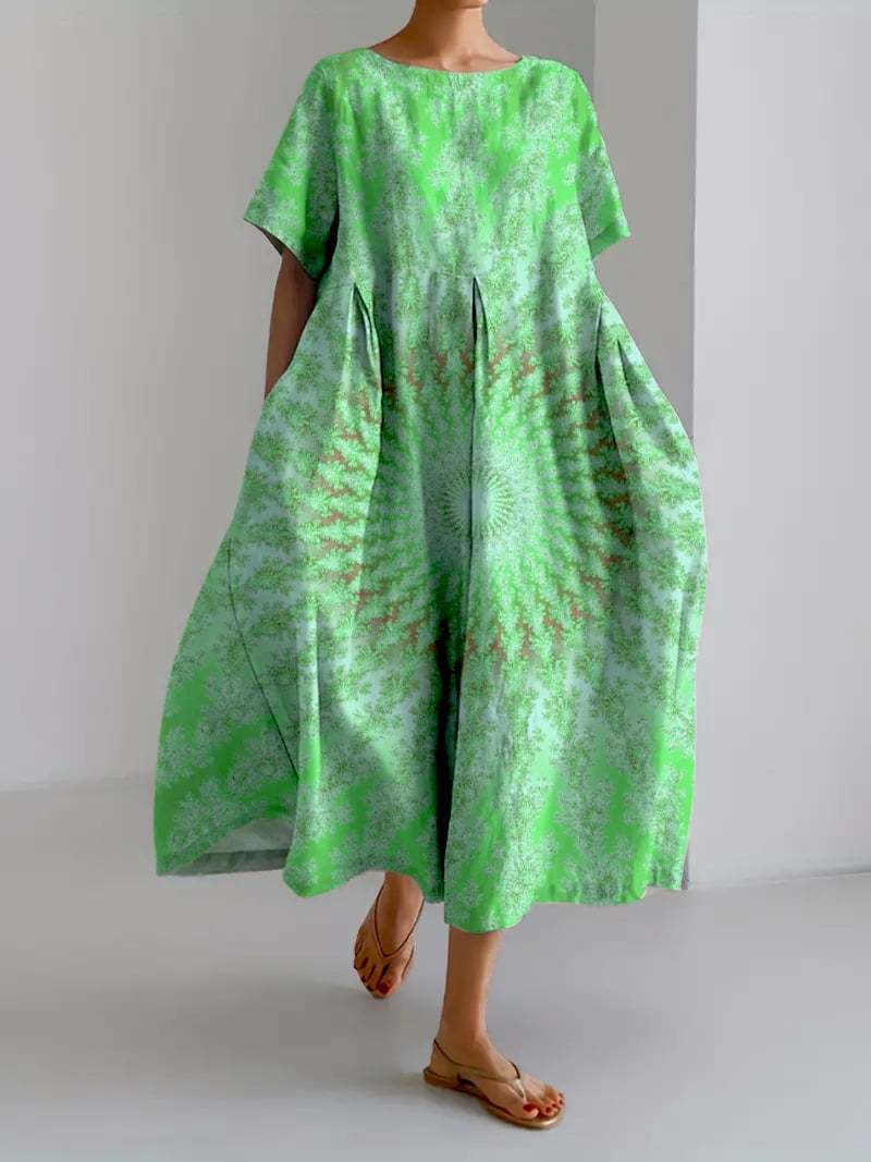 Women's Casual Retro Lotus Art Dress