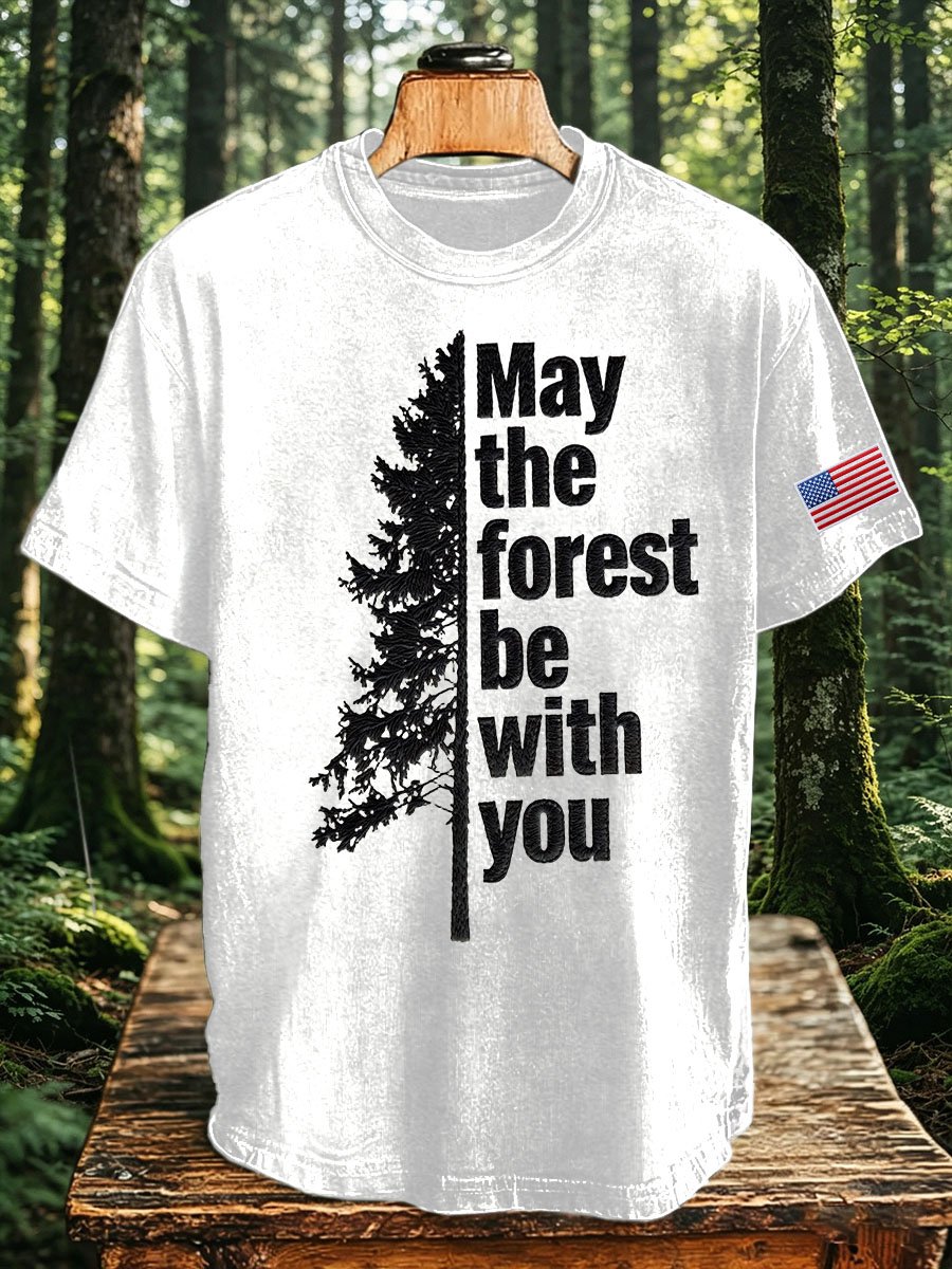Men's May The Forest Be With You Printed Casual T-Shirt