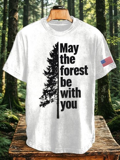 Men's May The Forest Be With You Printed Casual T-Shirt