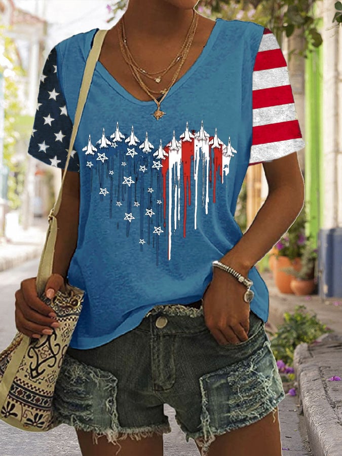🔥Last Day 49% Off🔥Women's Flag Independence Day Printed Casual T-Shirt