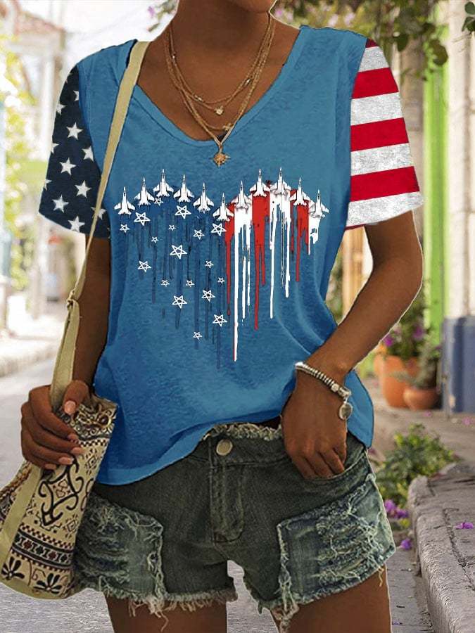 🔥Last Day 49% Off🔥Women's Flag Independence Day Printed Casual T-Shirt