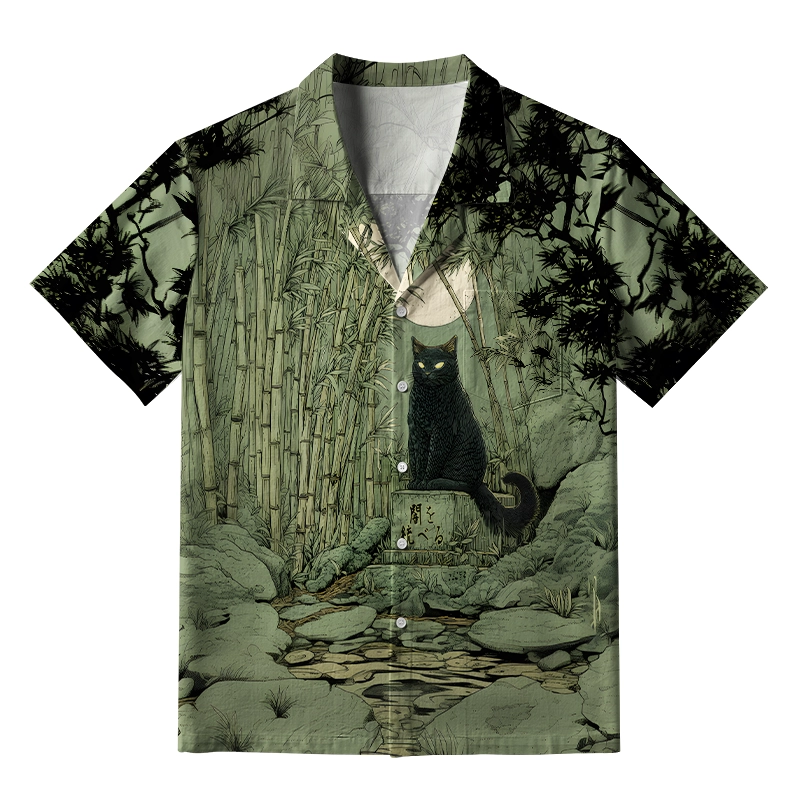 Tokyo-Tiger Cat Under The Moon Aloha Hawaiian Shirt