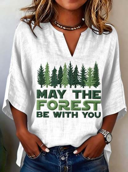 Women's May The Forest Be With You Printed Casual Shirt