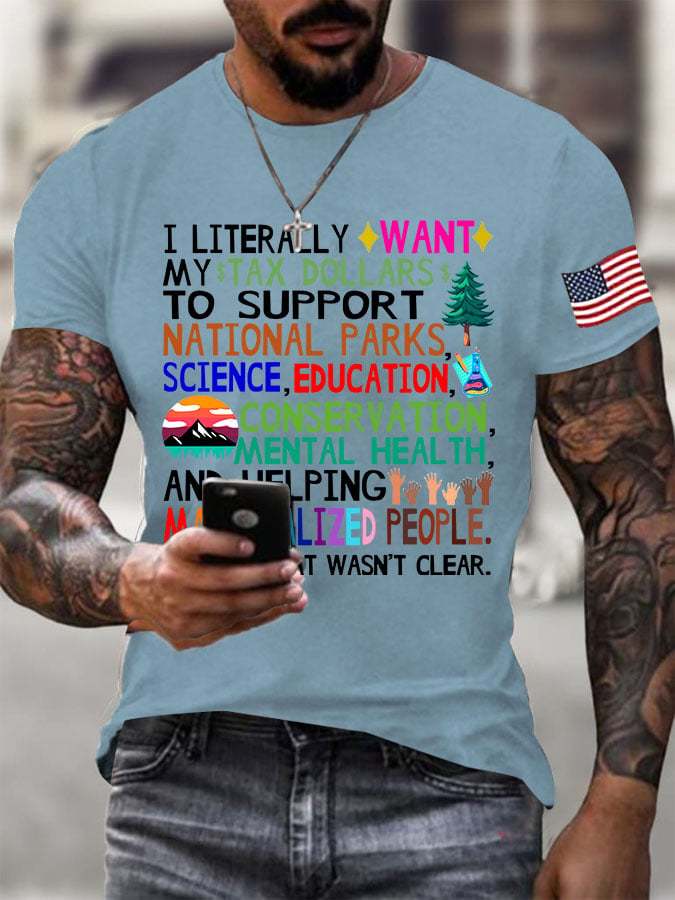 Men's Support National Parks Printed Round Neck T-Shirt