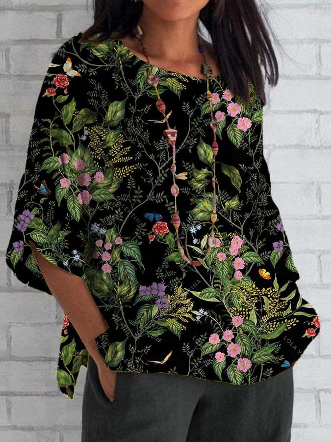 Women's Casual Retro Forest Floral Top