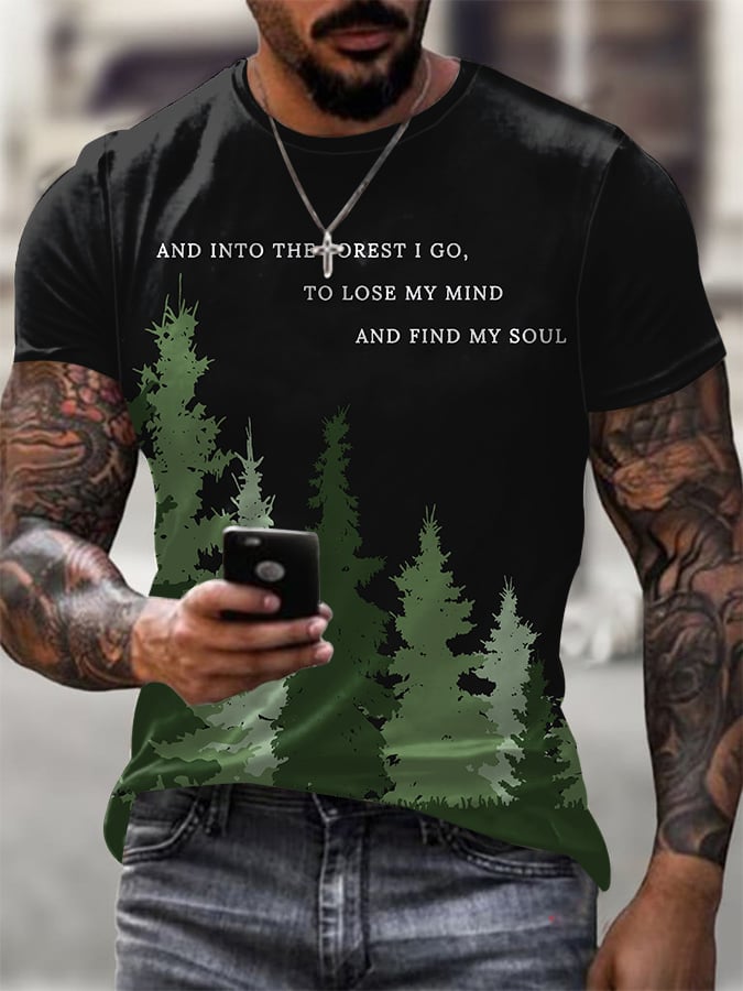 Men's National Park Conservation Printed Casual Crew Neck T-Shirt