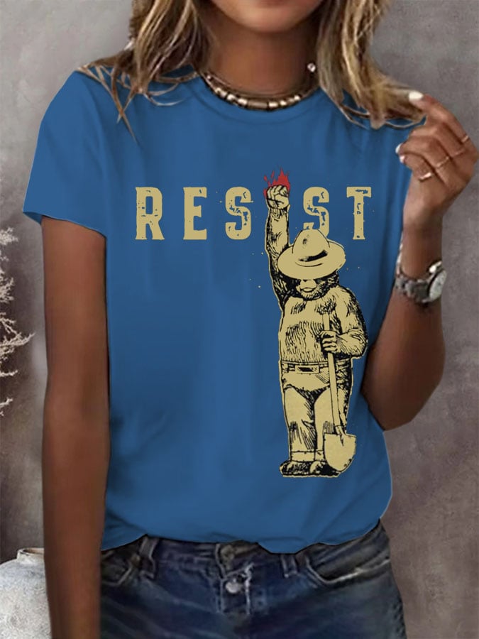 Women's Protect Our National Parks Print Round Neck T-Shirt