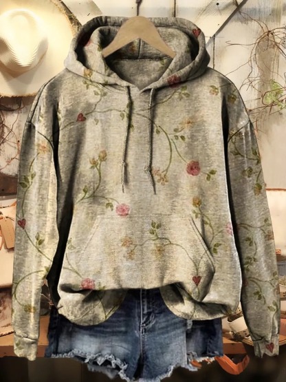 Floral Pattern Art Print Casual Sweatshirt