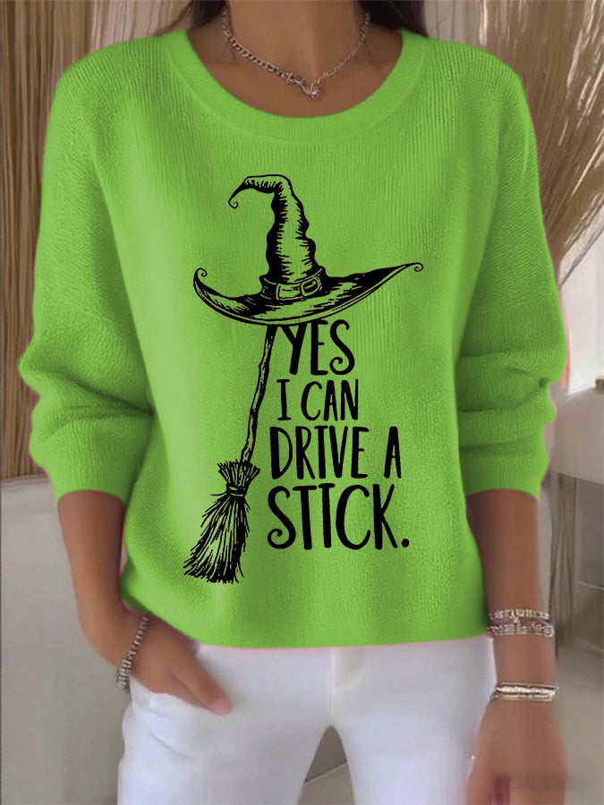 🔥HOT SALE🔥🔥Buy 2 Get 8% Off🔥Women's Yes I Can Drive A Stick Print Round Neck Sweatshirt