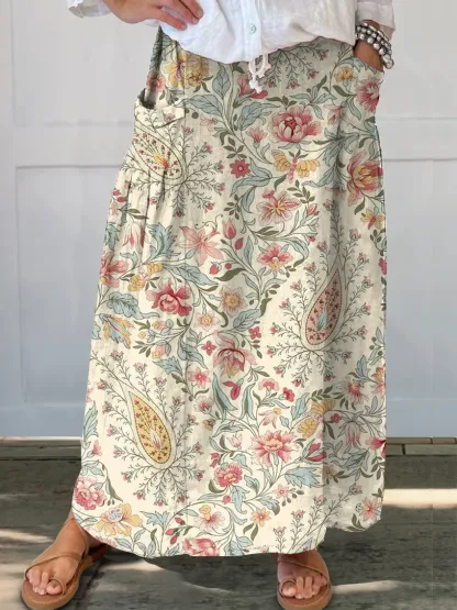 Retro Paisley Floral Print Casual Hoodie Sweatshirt