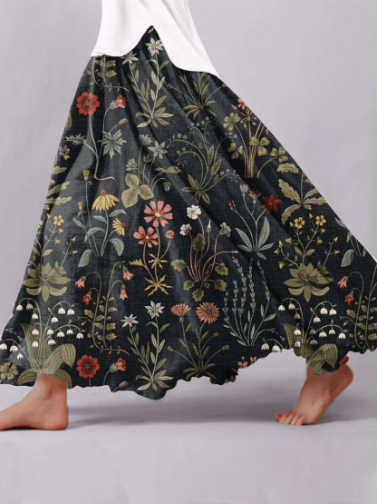 Women's Forest Floral Print Loose Casual Skirt