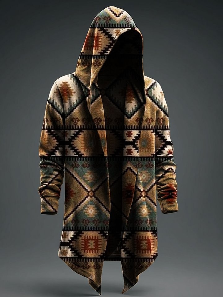 Vintage Abstract Art Prints Casual Hoodie Jacket