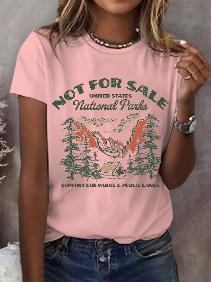 Women's Support National Parks Print Round Neck T-Shirt