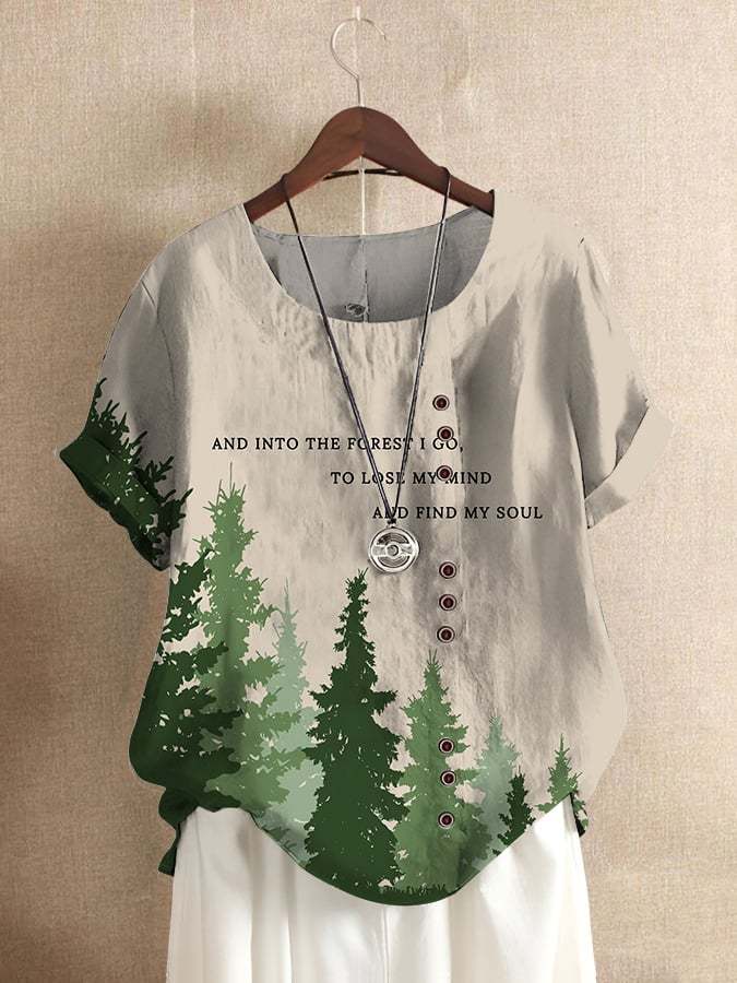 Women's National Park Printed Button-Down Casual Shirt