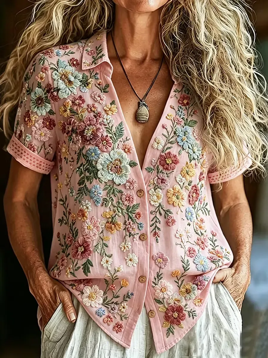 Women's Multicolor Floral Print Button-Down Shirt