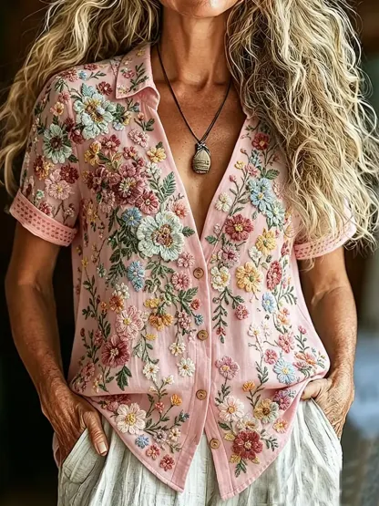 Women's Multicolor Floral Print Button-Down Shirt