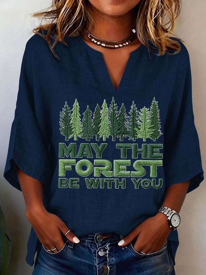 Women's May The Forest Be With You Printed Casual Shirt