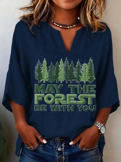 Women's May The Forest Be With You Printed Casual Shirt