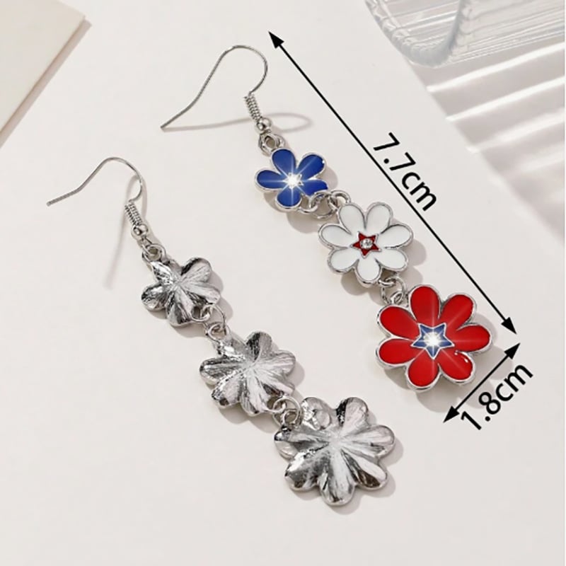 New American Independence Day Multi-Colored Flower Oil Drip Earrings Women's Fashion Creative earrings