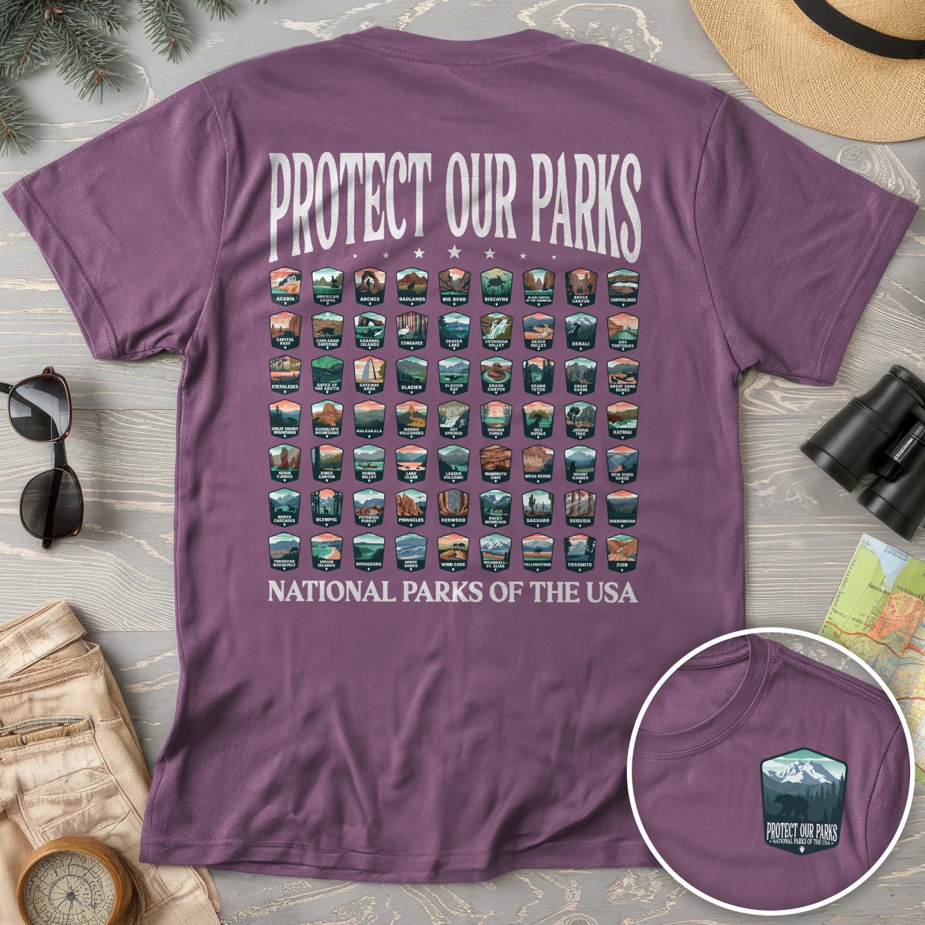 Protect our Parks Badges Front/Back Print Comfort Colors T-Shirt