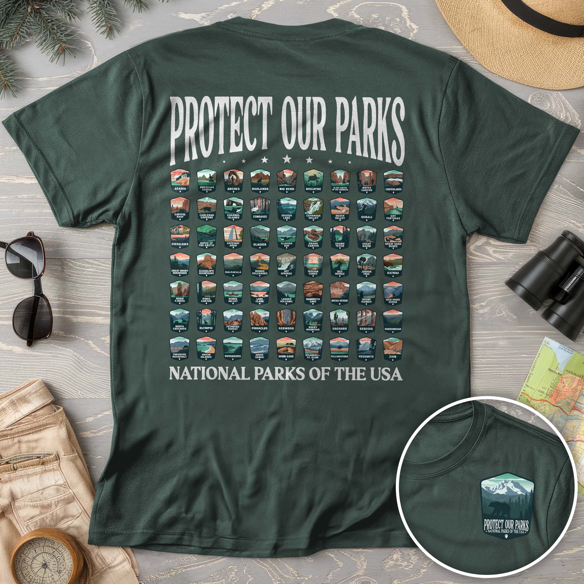 Protect our Parks Badges Front/Back Print Comfort Colors T-Shirt
