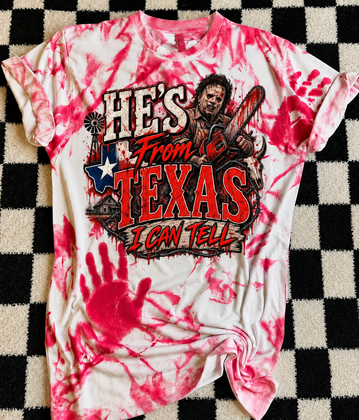 He’s from Texas I can tell on red tie dye hoodie, crewneck, long sleeve, tank, crop, or tee