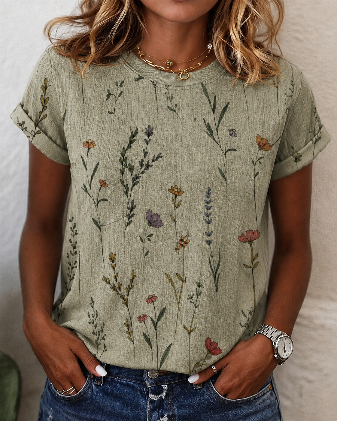 Vintage Print Casual Short Sleeve Comfortable Cotton T-Shirt