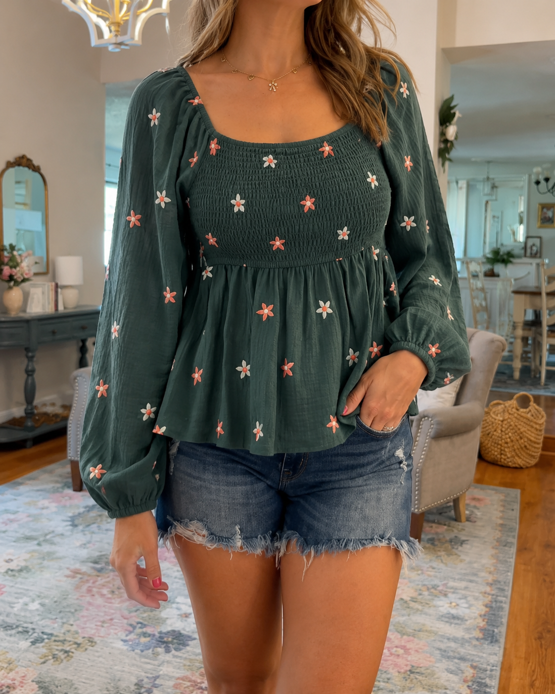The perfect floral embroidered peplum top