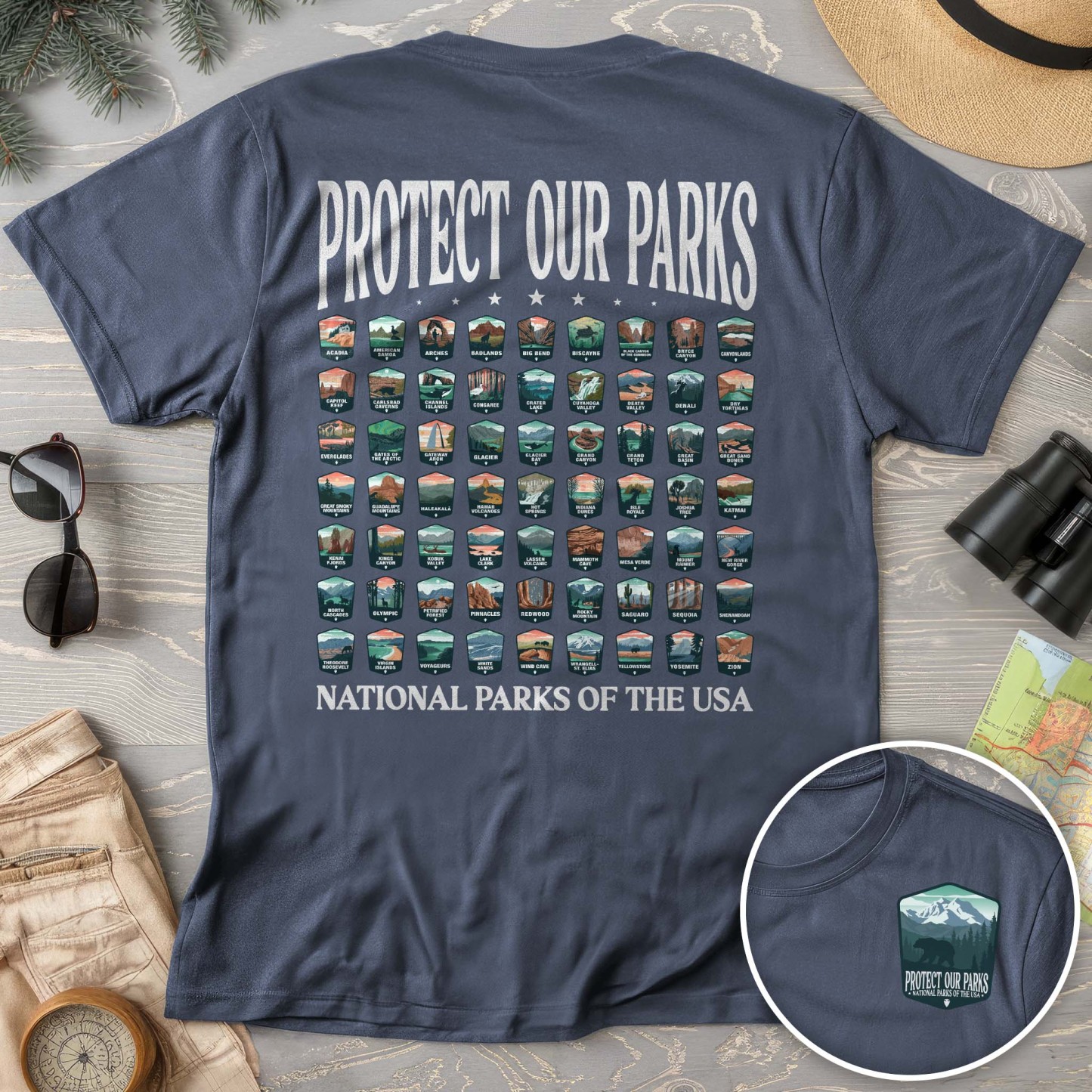 Protect our Parks Badges Front/Back Print Comfort Colors T-Shirt