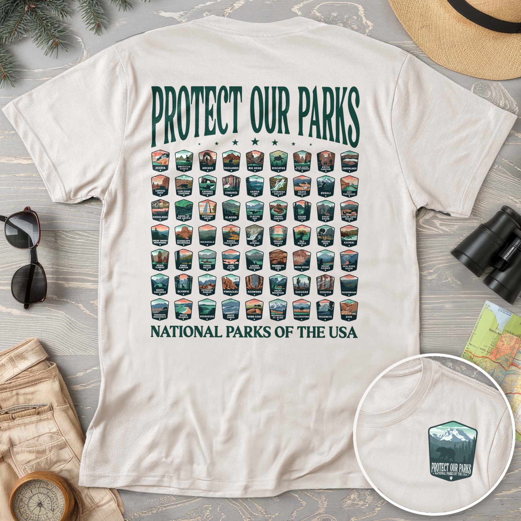 Protect our Parks Badges Front/Back Print Comfort Colors T-Shirt