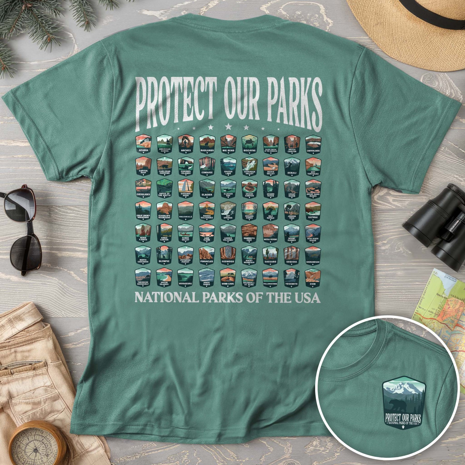 Protect our Parks Badges Front/Back Print Comfort Colors T-Shirt