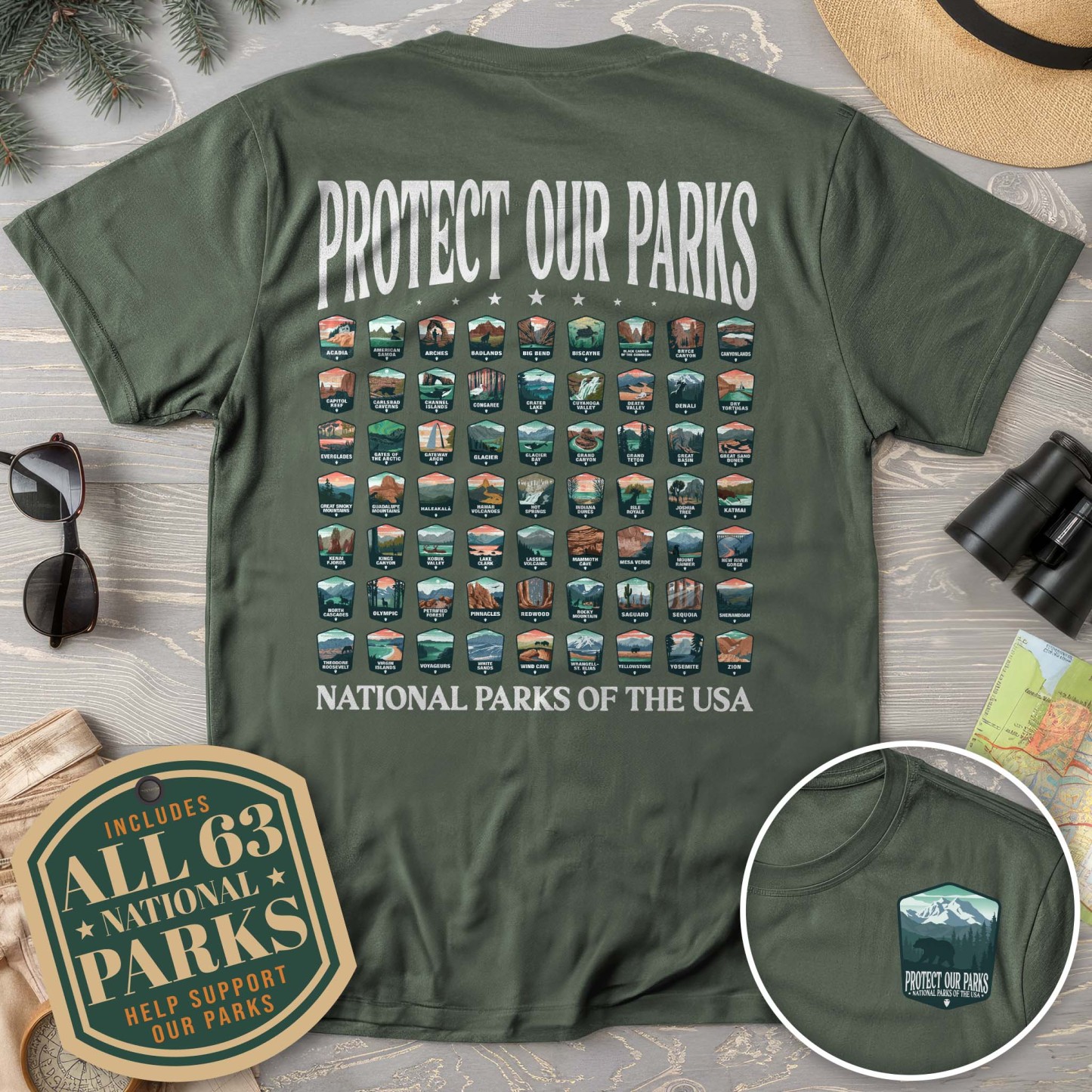 Protect our Parks Badges Front/Back Print Comfort Colors T-Shirt