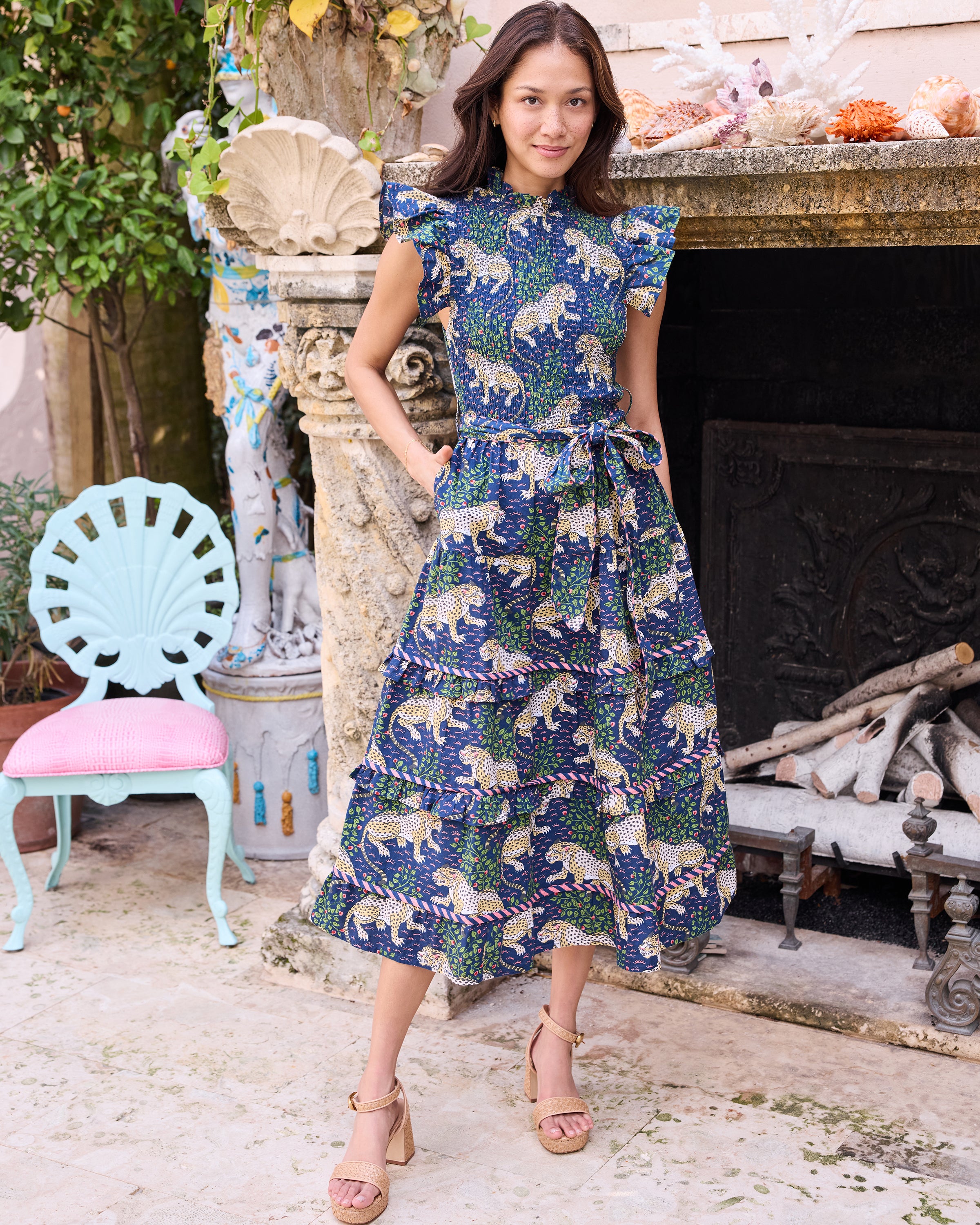Bagheera - Ready To Ruffle Dress - Navy - Printfresh