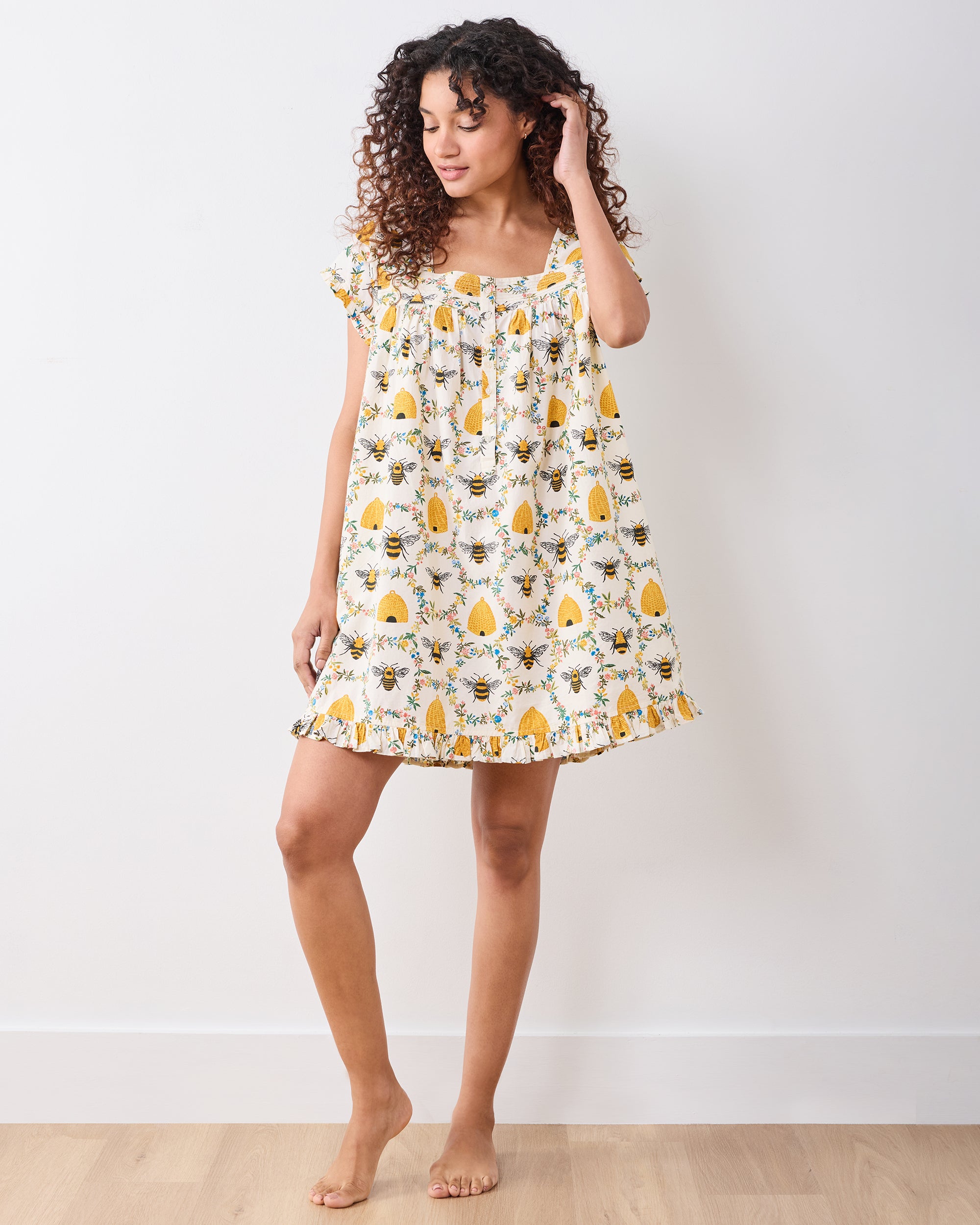 Sweet Bee - Pintuck Nightgown - Cream - Printfresh