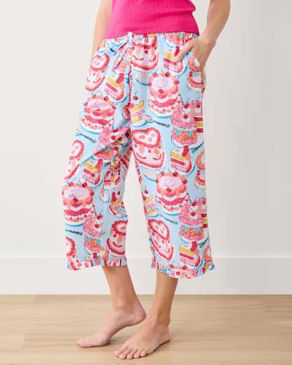 Vintage Cakes - Ruffle Cropped Pants - Blue Buttercream - Printfresh