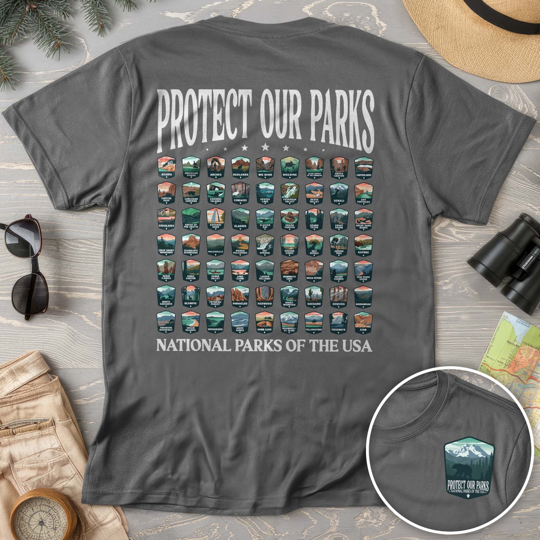 Protect our Parks Badges Front/Back Print Comfort Colors T-Shirt
