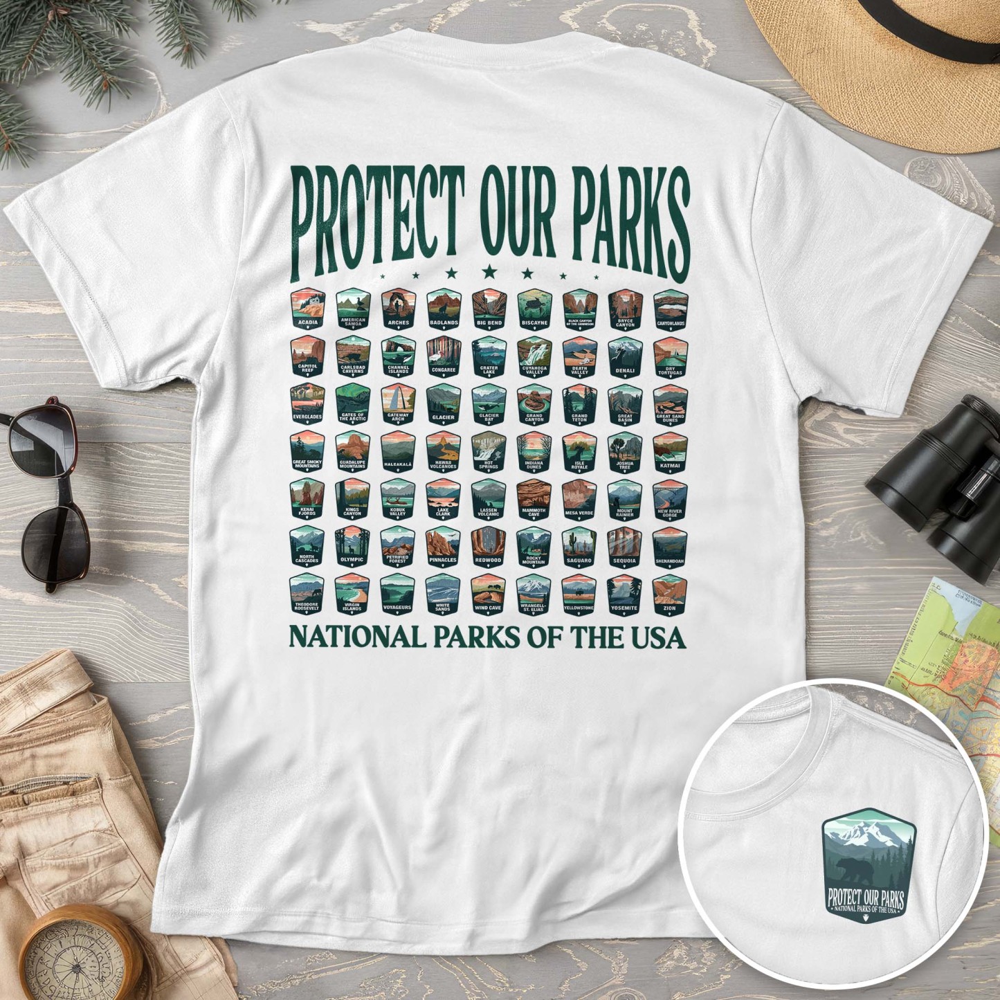 Protect our Parks Badges Front/Back Print Comfort Colors T-Shirt