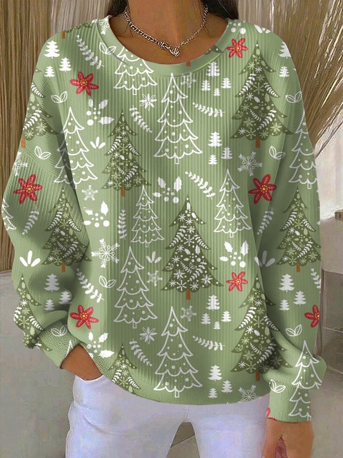 Women's Casual Leopard Print Santa Claus Sweatshirt