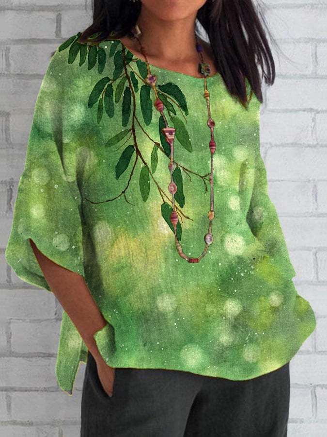 Women's Casual Forest Leaf Print Top