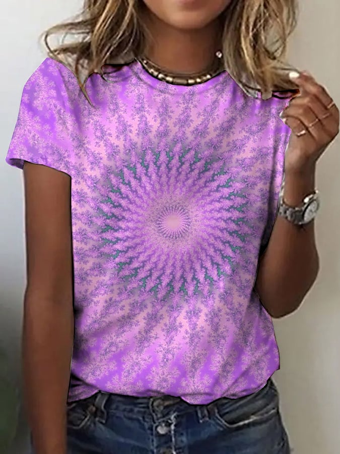 Women's Casual Retro Lotus T-Shirt