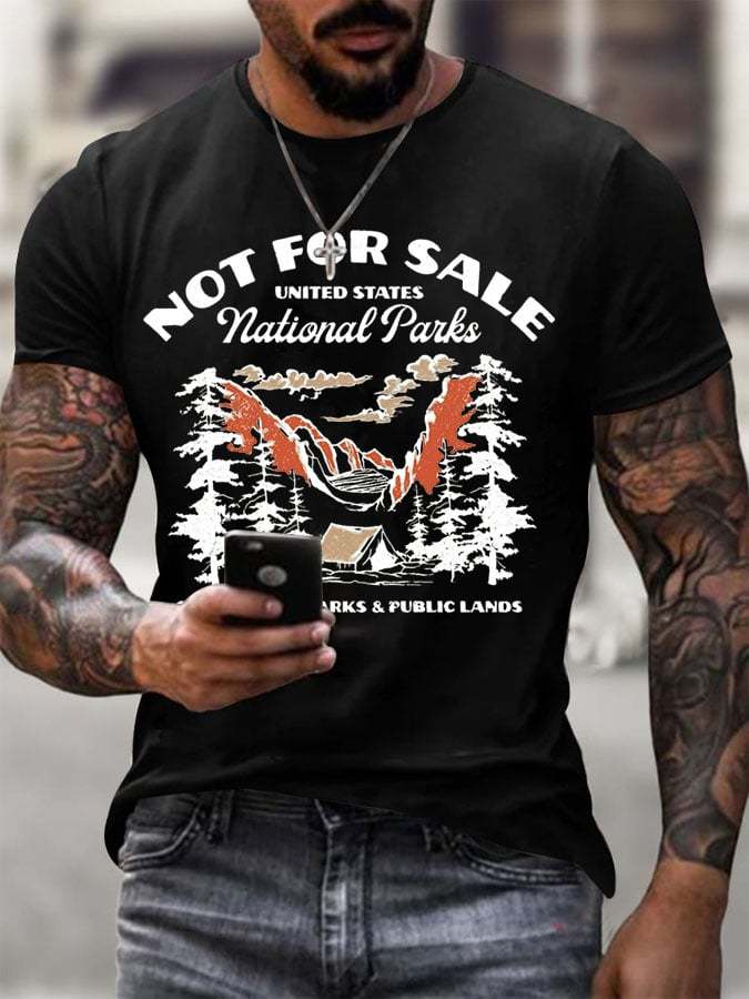 Men's Support National Parks Printed Round Neck T-Shirt