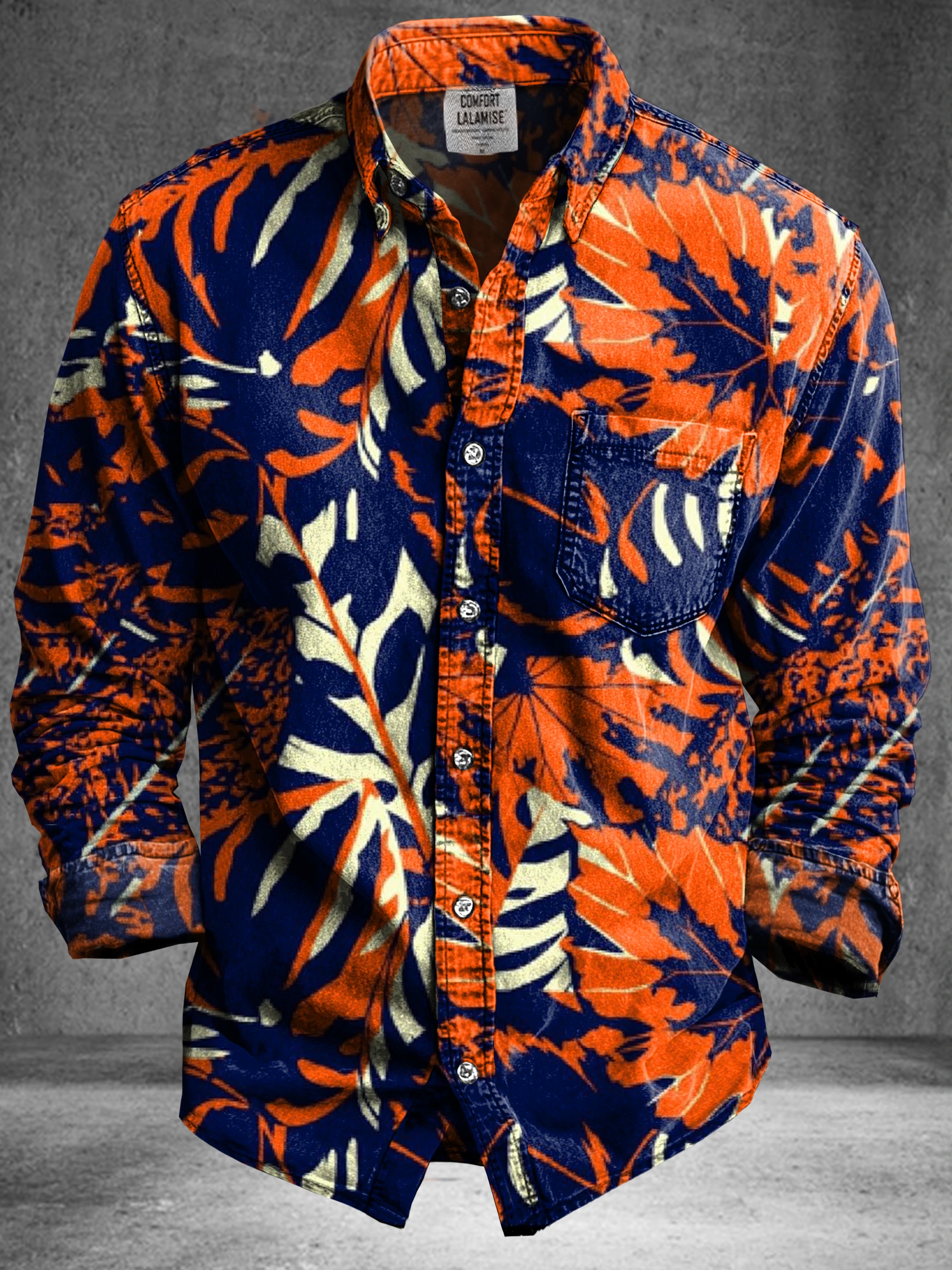 Vintage Abstract Floral Totem Art Print 100% Cotton Long Sleeve Shirt