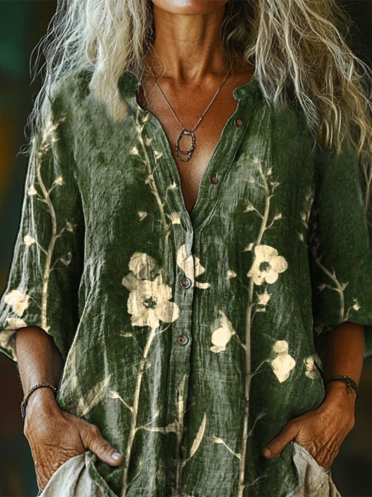 Women's Art Painting Hippie Print Long Sleeve Shirt