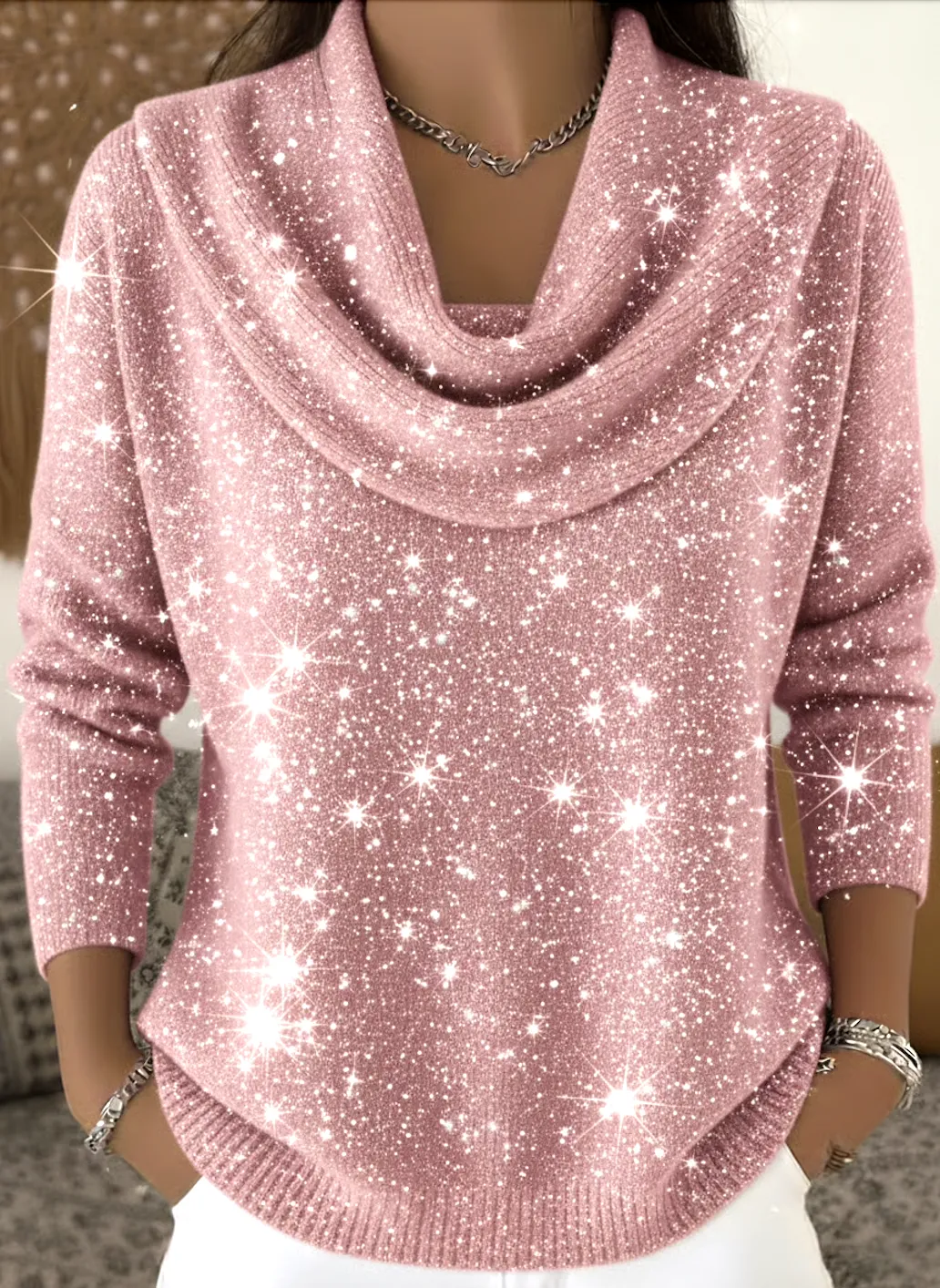 Women's Christmas Print Knit Pullover