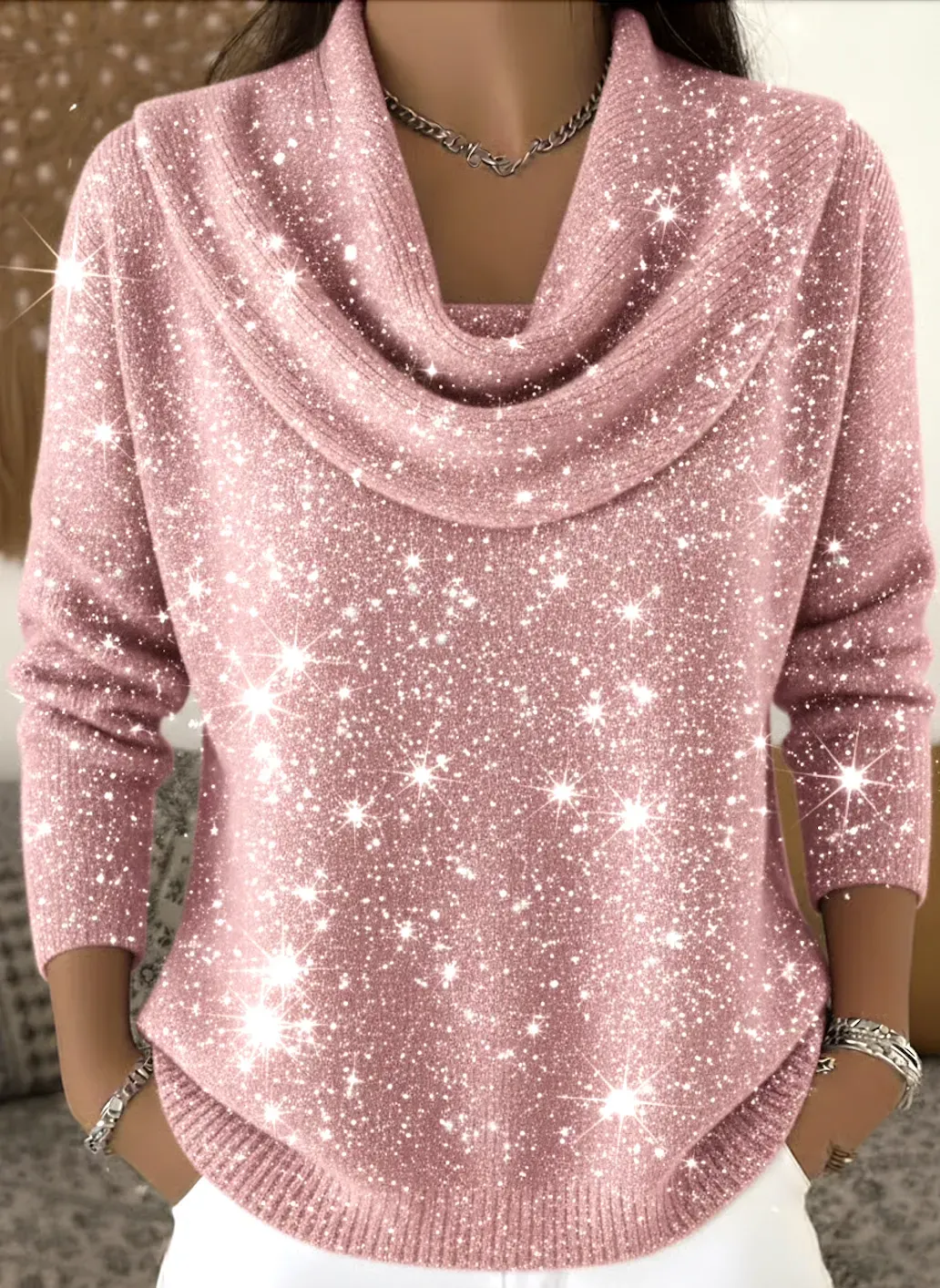 Women's Christmas Print Knit Pullover