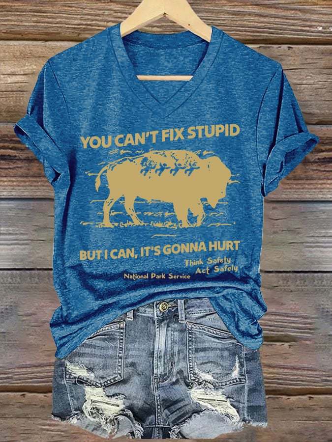 Women's You Can't Fix Stupid But I Can It's Gonna Hurt Printed T-shirt
