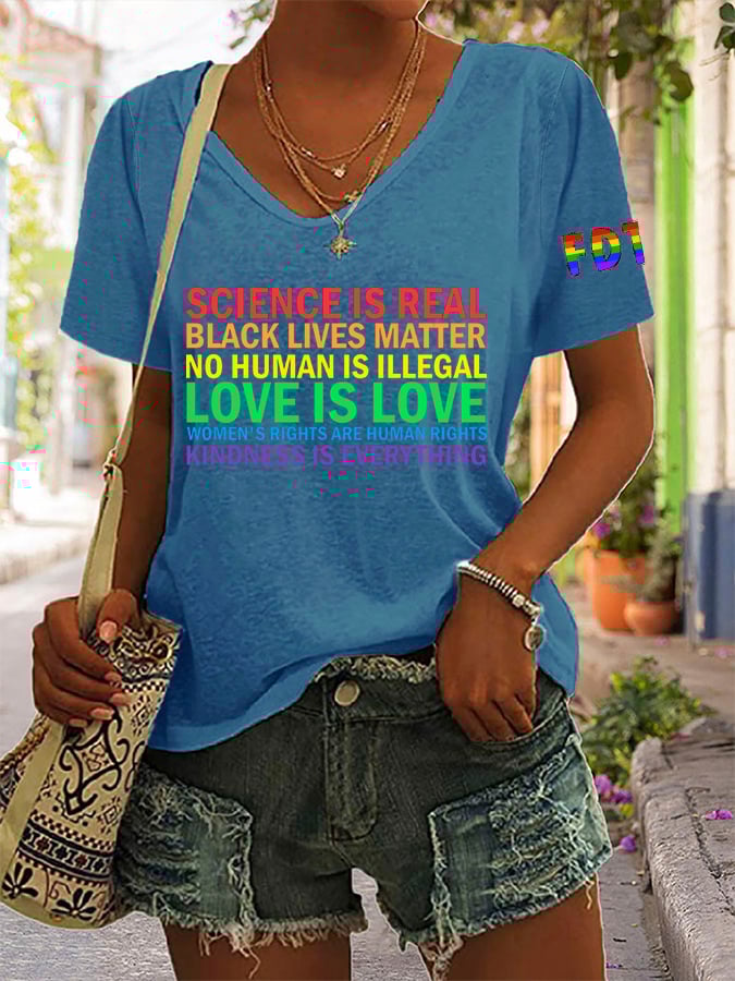 Women's LOVE IS LOVE WOMEN'S RIGHTS ARE HUMAN Print T-Shirt