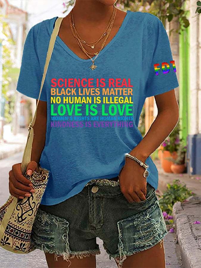 Women's LOVE IS LOVE WOMEN'S RIGHTS ARE HUMAN Print T-Shirt